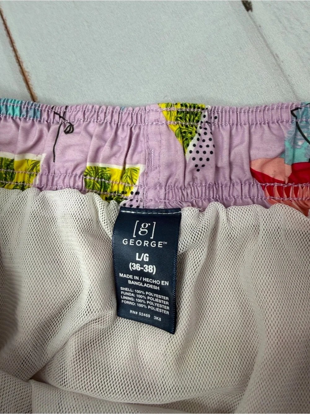 George Flamingo Swim Trunks Men's Size Large Purple Tropical Swim Shorts